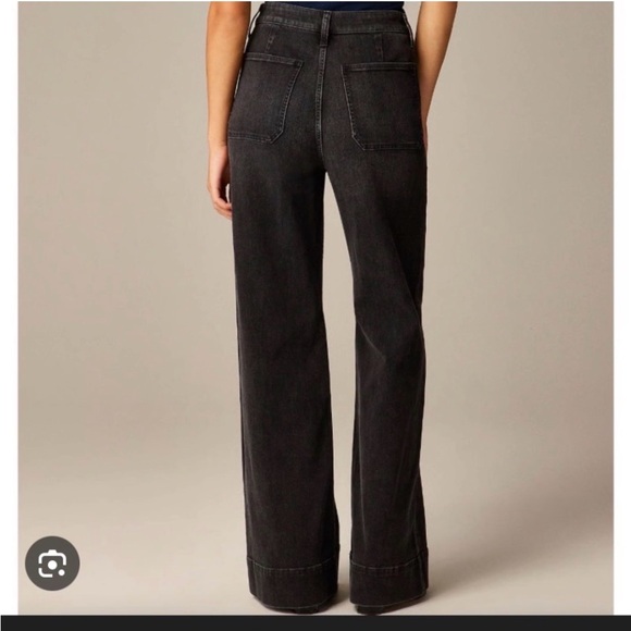 J. CREW '96 Denim Trouser Wide Leg Sailor Jeans Black High Waist Size 29P Petite - Picture 2 of 15